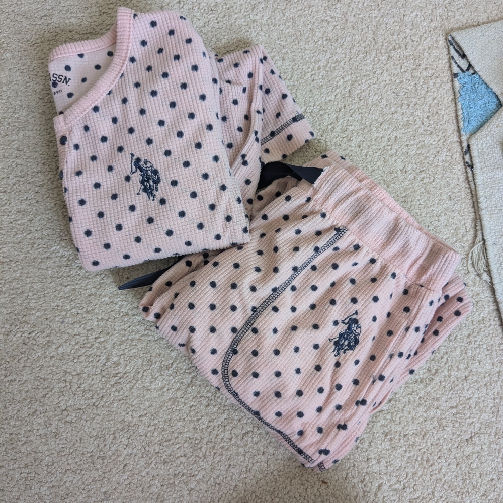 U.S. Polo Assn. Pink and Blue Polka Dot  Pajama Set